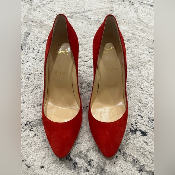 Christian Louboutin beautiful red velour heels - Picture 8 of 11